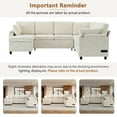 thumbnail image 6 of 110" Sectional Sleeper Sofa with Pull Out Bed, U Shaped Sectional Couch with Charging Ports, Cup Holders and Storage, 5 Seat Convertible Chenille Cloud Couch for Living Room, Beige, 6 of 9