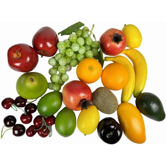 23 pcs Artificial Fruits,Fake Mixture Fruits for Home Decor, Easter Party Decorations,Fake Kiwifruit,Fake Mango,Fake Pomegranate,Fake Avocado,Fake Green Pear etc, HC2407-K23