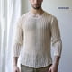 thumbnail image 2 of [KER] Top De Malla Para Hombres Con Mangas Largas Cuello Redondo Hueco Sexy Vestido De Poliéster Camisa De Punto Ropa Para Hombre, 2 of 4