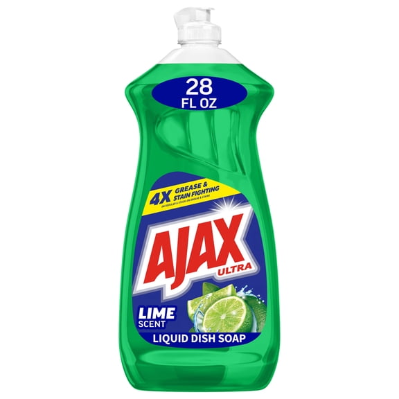 Ajax Ultra Liquid Dish Soap, Mess-Free, Easy-Flip Cap, Lime Scent with Vinegar, 28 fl oz
