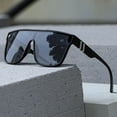 thumbnail image 5 of Oversized Sunglasses, Rimless Mirrored Sun Glasses with Reflective One-Piece Lens, 5 of 6