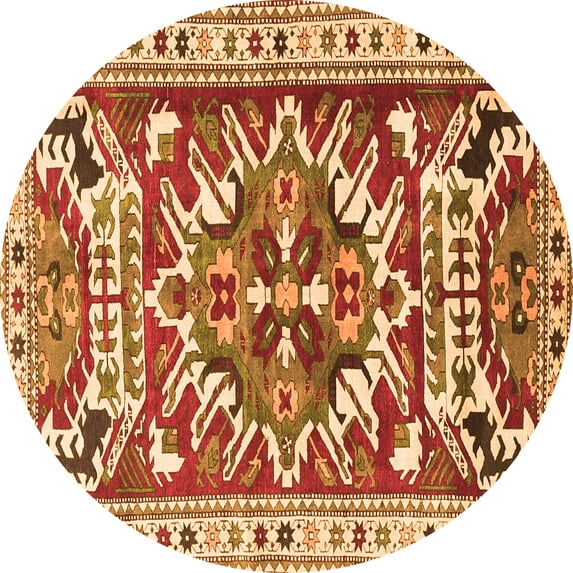 Ahgly Company Indoor Round Persian Orange Traditional Area Rugs, 6' Round