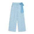 thumbnail image 6 of Miluxas Women's Gingham Plaid Pants Elastic High Waist Wide Leg Pants Tie Bow Decor Loose Casual Trousers with Pockets Summer Beach Loungewear Sky Blue, 6 of 6