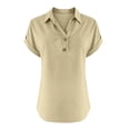 thumbnail image 4 of Kelon Womens Blouses Short Sleeve Shirts V Neck Linen Cotton Dressy Casual Work Blouses Fashion Boho Clothes, S, 4 of 6