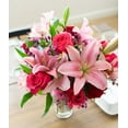 From You Flowers Rose and Lily Bouquet with Glass Vase (Fresh Flowers
