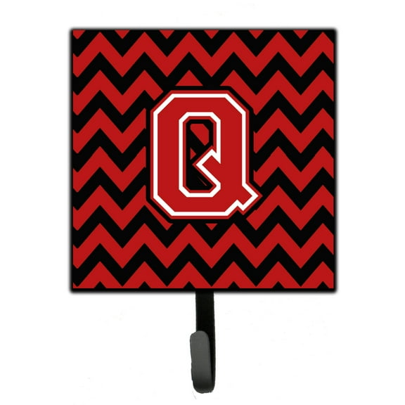 Letter Q Chevron Black and Red   Leash or Key Holder