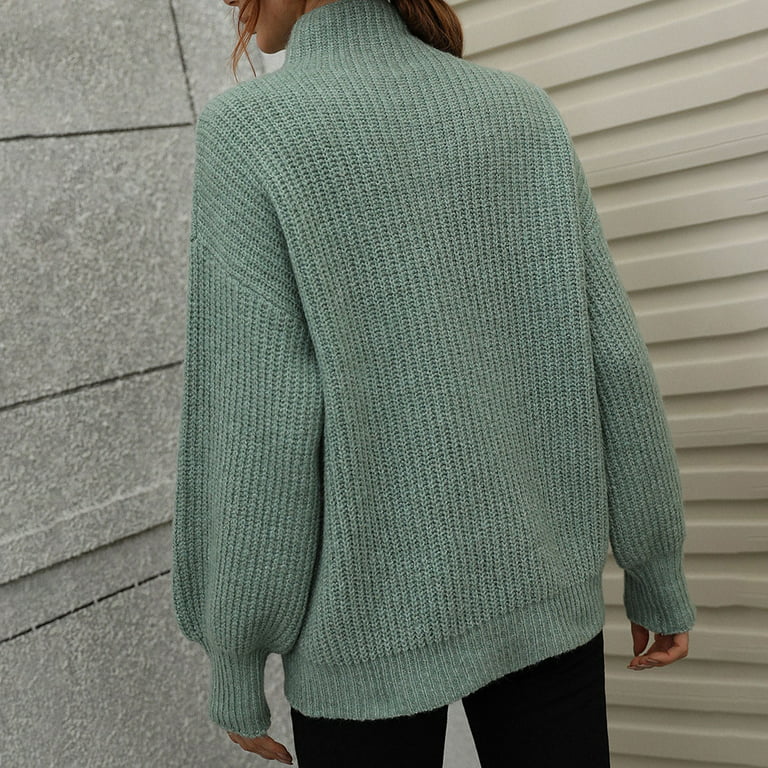 Fall Sweaters For Women, Women Long Sweater Cardigan Lounge Cardigan  Women's Solid Color High Neck Sleeve Knit Sweater Pullover Turtleneck  Pullover