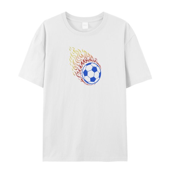 Women's Graphic T-Shirt Tops White M Modern Soccer Ball Sports Women's Tops Crew Neck Short Sleeve Tees