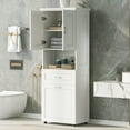 thumbnail image 3 of Miekor Furniture Tall Bathroom Cabinet With Laundry Basket, Large Storage Space Tilt-Out Laundry Hamper And Upper Storage Cabinet, White 81AAK, 3 of 12