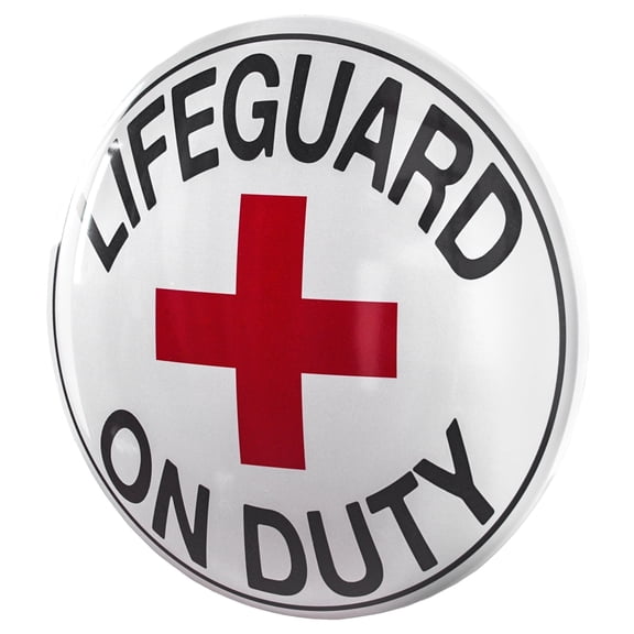 American Art Decor Lifeguard on Duty 15" Dome Metal Sign - Room Decor for Bar, Man Cave, Garage, Game Room & More