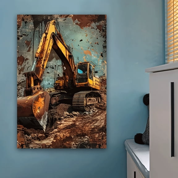5D DIY Artificial Full Diamond Painting Set - Adult Beginner, Retro Yellow Excavator Diamond Art, Sparkling Rhinestone, for Home Wall Decor & Gift - Perfect for Art Lovers & Adults
