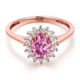 thumbnail image 3 of Gem Stone King 10K Rose Gold Ring Oval Pink Moissanite Created Sapphire (1.14 Cttw), 3 of 6