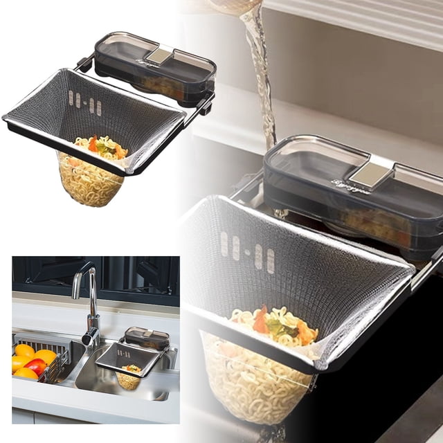 Binwennn Small Freezer Containers Counter Storage Cereal Organizer Kitchen Filter Rack Suction Cup Leftovers Blocking Dishwashing Basin Kitchen Waste Drain Rack