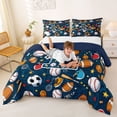 thumbnail image 3 of Erosebridal Kids Ball Games Queen Comforter Set,Sport Theme L Alphabet Bedding Comforter Set For Baseball Boys,Reversible navy blue,3 Pieces, 3 of 7