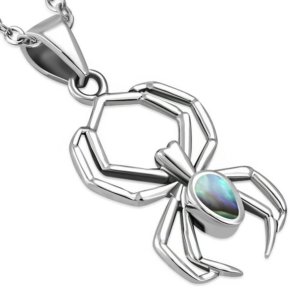 My Daily Styles Womens 925 Sterling Silver Pendant Spider Shaped Simulated Opal