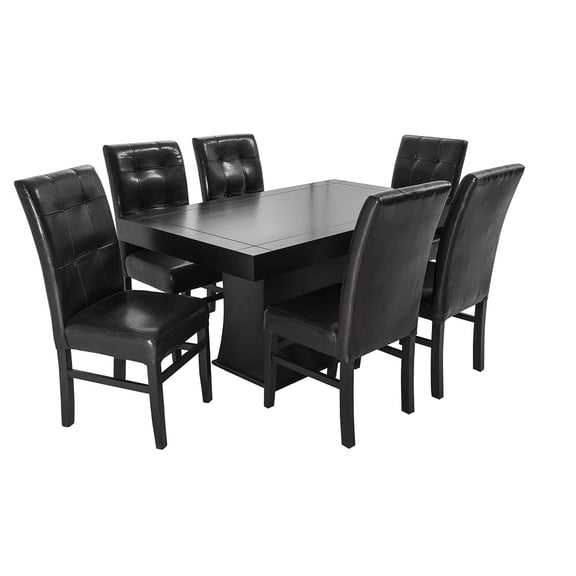 Comedor Veneto MOBILKRAFT 6 Sillas de Madera Base de Madera Estilo Contemporáneo Color Chocolate