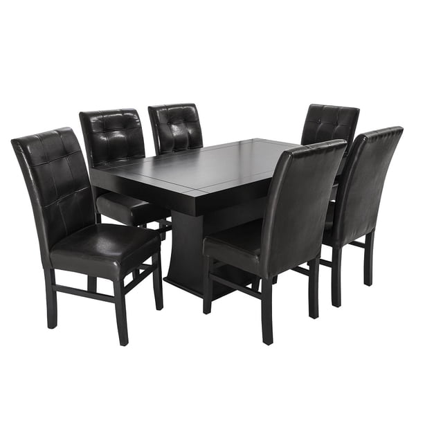 Comedor Veneto MOBILKRAFT 6 Sillas de Madera Base de Madera Estilo Contemporáneo Color Chocolate
