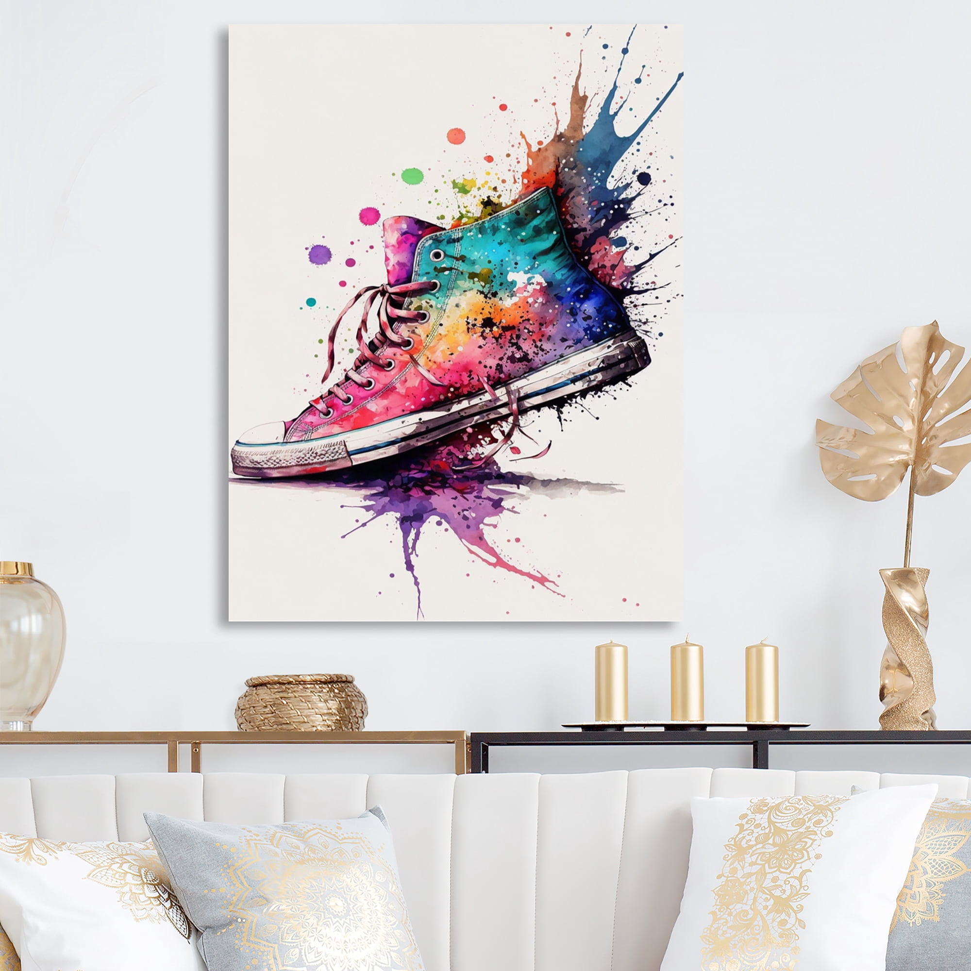 Designart Multicolor Sneaker Shoe I Canvas Wall Art