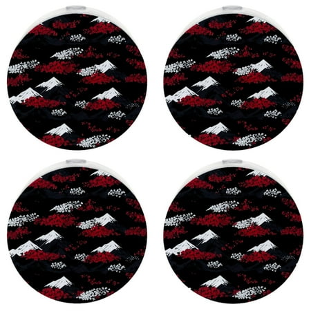 

Night Lights Plug Into Wall [4 Pack] Night Light for Kids LED Nightlight with Dusk to Dawn Sensor for Bathroom Decor Children Room Vintage Fuji Mountain Cherry Blossom Black