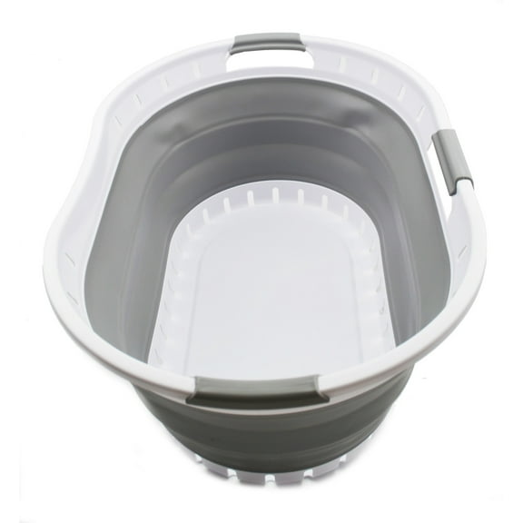 SAMMART 44L Collapsible Plastic Laundry Basket - Foldable Pop Up Storage Container/Organizer - Space Saving Hamper/Basket