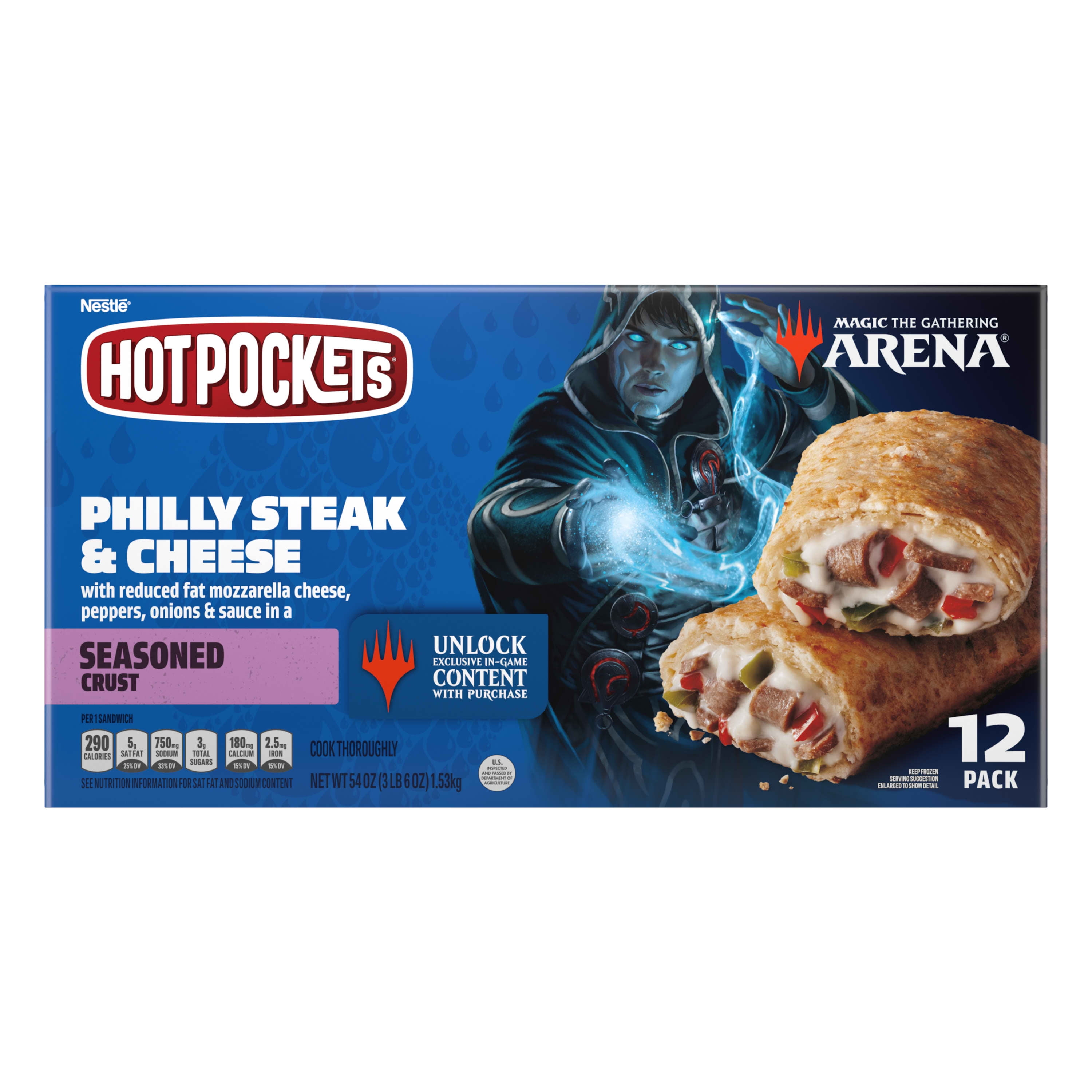 Hot Pockets Frozen Snacks Philly Steak and Cheese Seasoned Crust Sandwiches, 54 oz (Frozen)