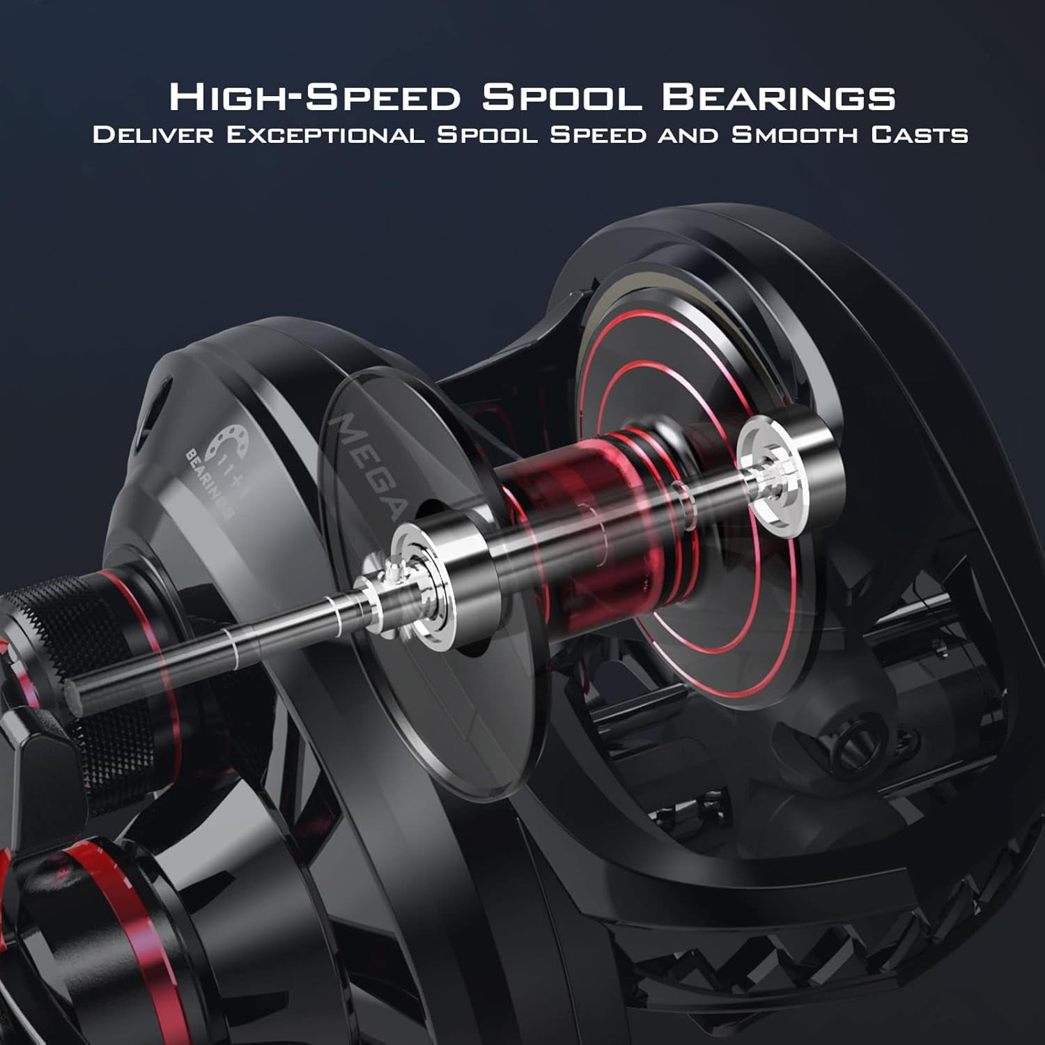 KastKing Baitcasting Fishing Reel, 6.7oz, 17.64 LBs 11+1 Shielded BB, 7.2:1 Gear Ratios- MegaJaws