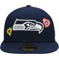 thumbnail image 2 of Men's New Era College Navy Seattle Seahawks Chain Stitch Heart 59FIFTY Fitted Hat, 2 of 5