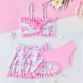 thumbnail image 3 of Ingzy Girls Swimsuit 3 Piece Bathing Suits Summer Bikini Tankini Sets with Cover Up Skirt for Toddler Kid 2-9 Years, 3 of 7
