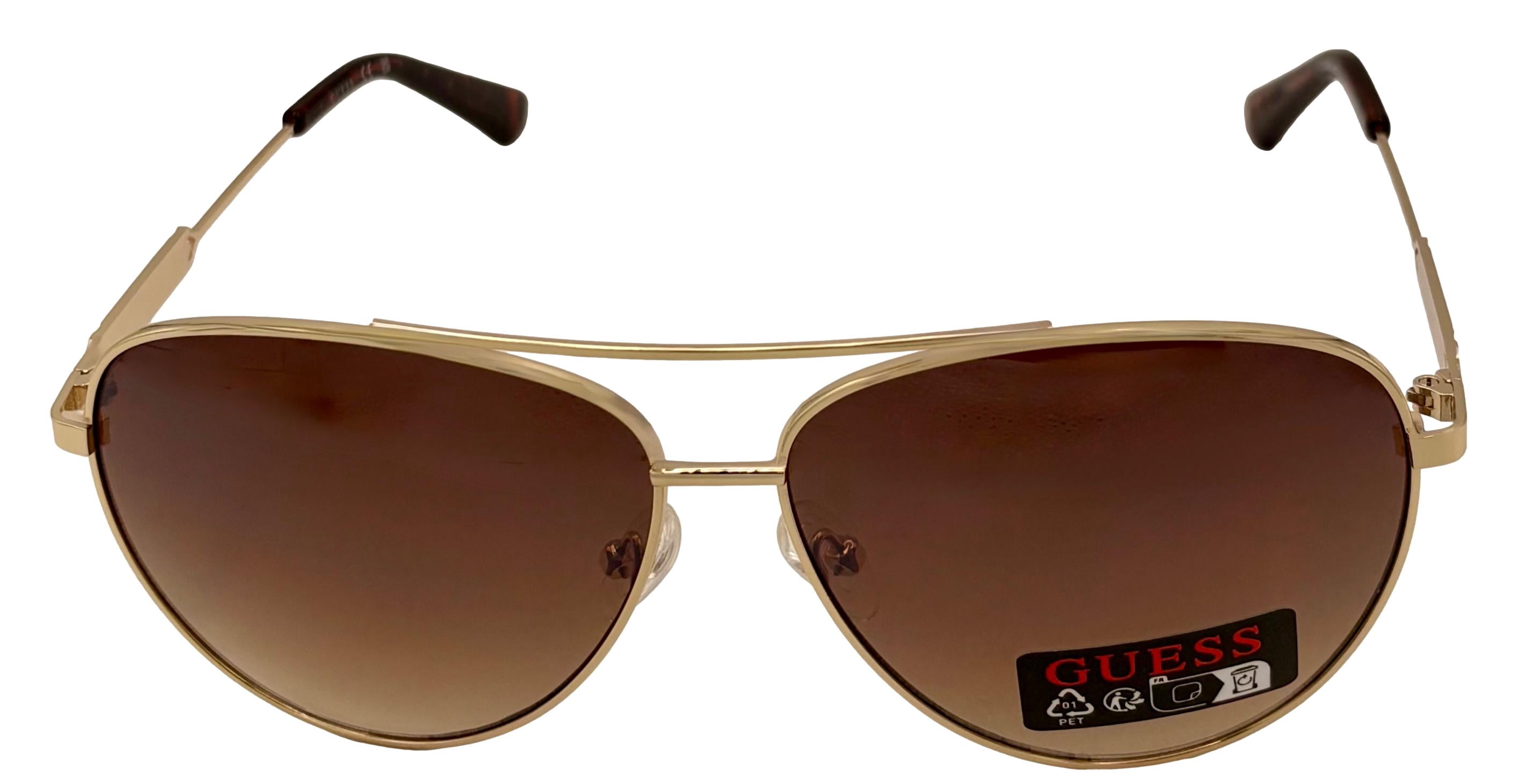Guess Sunglass Mens Gold Metal Aviator, Brown Mirror Lens GO000`8. 32G