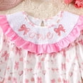thumbnail image 4 of Wxirdiow Girls' Clothing Sets Baby Girl Outfit Embroidery Long Sleeve Striped Smocked Romper Cute Doll Collar Bodysuits Light Pink Size,6-12 Months, 4 of 6
