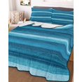 thumbnail image 3 of Quilts Twin Size, Turquoise Teal Ombre Soft Comforter Bedding Set for Bed, Farmhouse Modern Abstract Striped Lightweight Quilted Bedspread with Pillow Cover(2 Pieces) for All Season, 68x86 Inch, 3 of 6