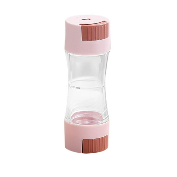 Nkmbld Seasoning Storage Containers Double-Headed and Double-Layer Quantitative Condiment Control Seasoning Jar, Refillable Seasoning Bottle for Cooking, Pink