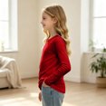 thumbnail image 6 of Girls Long Sleeve Tee Solid Ribbed Crew Neck Slim Fit Basic Fall Uniform Shirts, 6 of 6