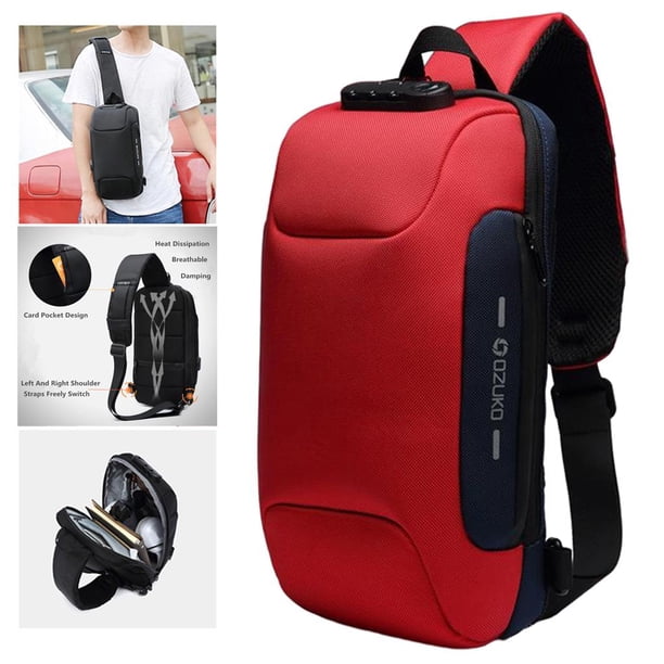 Antirrobo para el pecho perfecl con puerto de carga USB rojo