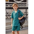 thumbnail image 4 of Arshiner Boys 2 Pieces Summer Beach Outfits Short Sleeve Button Down Shirts and Shorts Vacation Texture Sets for Kids, 4 of 6