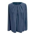 thumbnail image 2 of Business Casual Tops for Women! Comdrip Round Neck Wrinkled Casual Outgoing Long Sleeve Round Neck Shirt Top office Tops for Women Work Navy S, 2 of 5