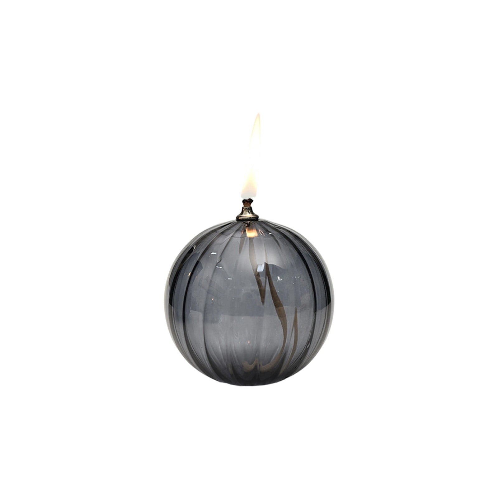 JGJJUGN Striped Round Glass Oil Lamp Candlestick Decorative Table Centerpiece Smokefree Modern Minimalist Home Decor Eco-Friendly Lighting Indoor Accent Lamp Gift Idea