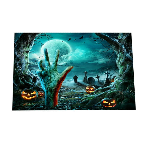 Felpudo de Halloween con Temática Aterradora, Decoración de Calavera y Estampado, Felpudo para Puerta de Entrada, Alfombra para Puerta de Entrada