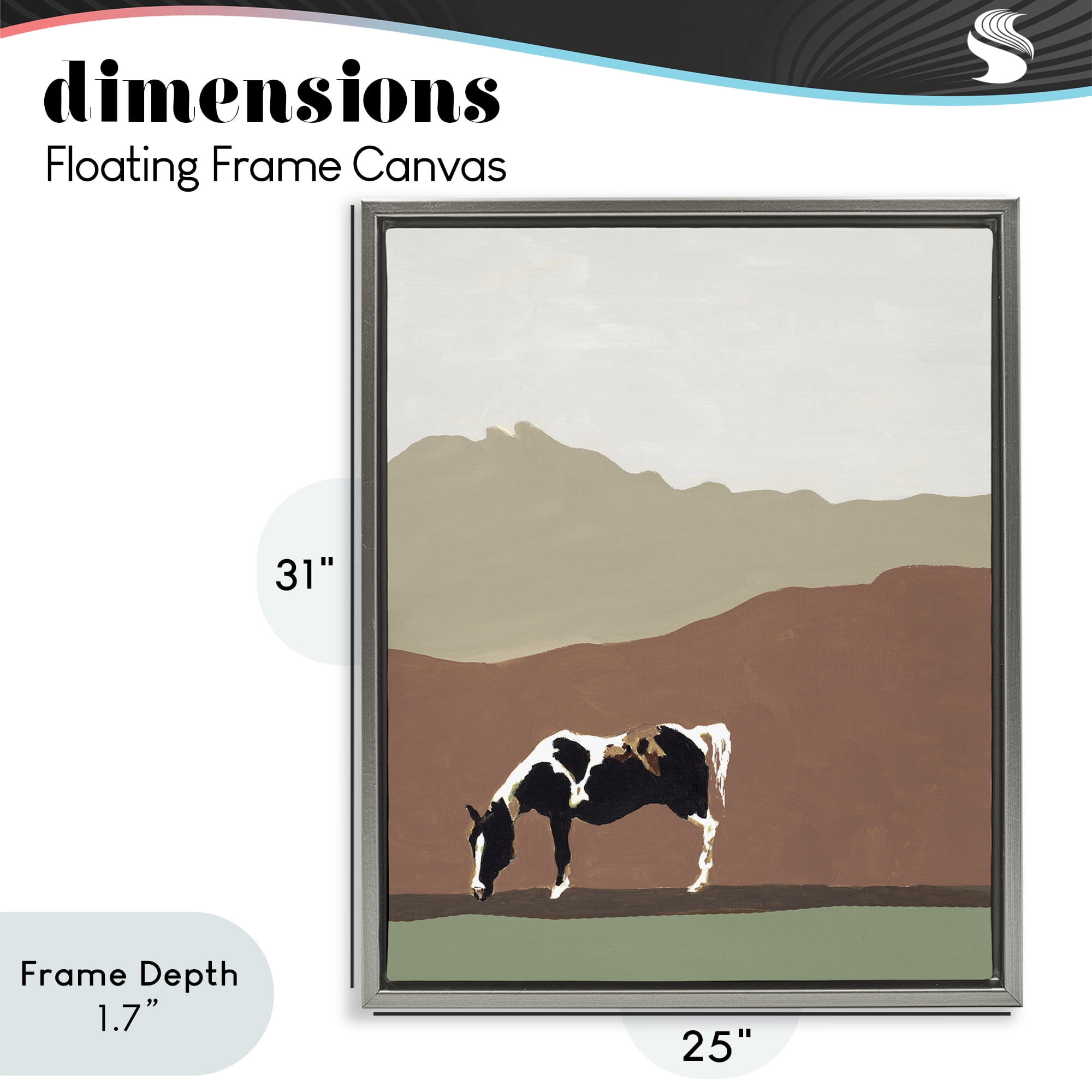 Stupell Industries Modern Mountains Horse Gray Framed Floater Canvas Wall Art, design by Patricia Pinto