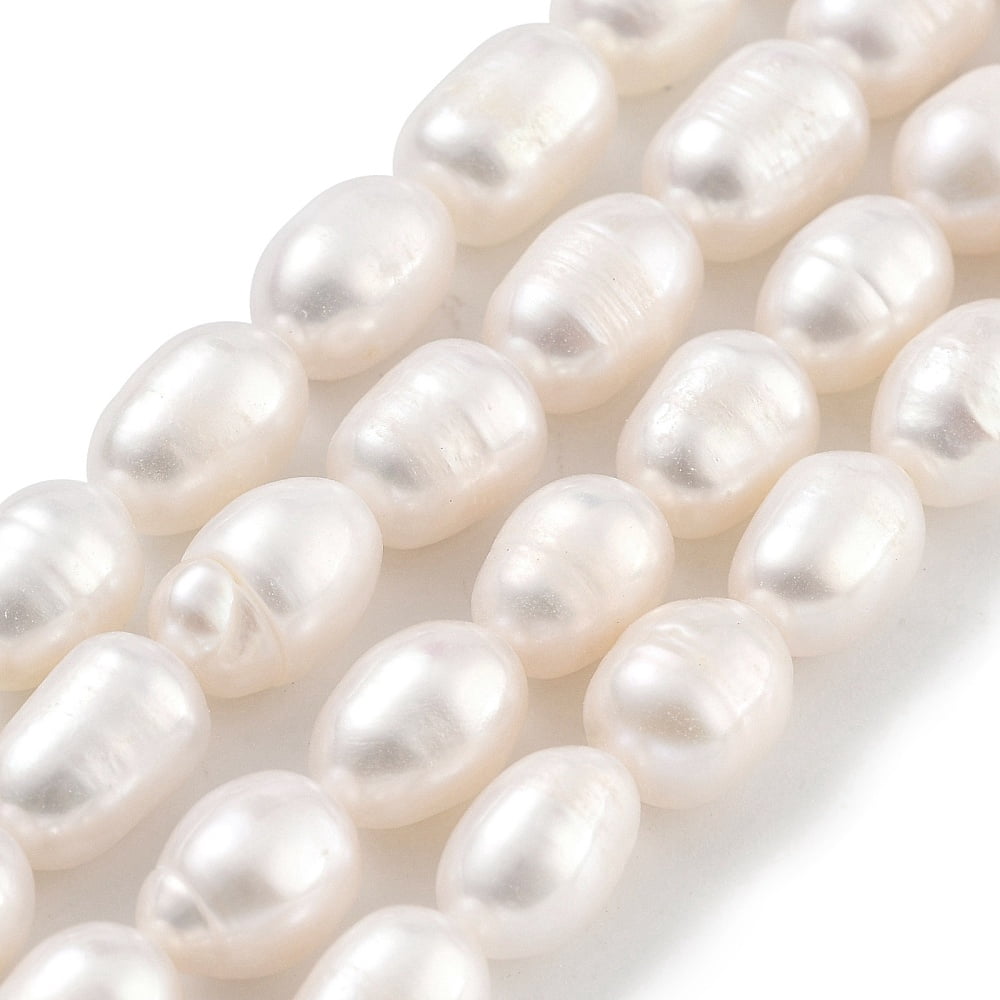 Natural Cultured Freshwater Pearl Beads Strands Rice Grade 2A+ White 6-7mm Hole: 0.6mm 18-20pcs/strand 6.30''-6.69''(16-17cm)