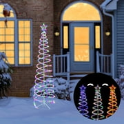 Alpine Corporation 82-Inch Spiral Christmas Tree with Multi-Color LED Lights