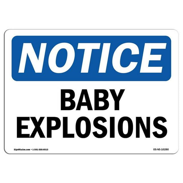 SignMission OS-NS-A-710-L-10280 7 x 10 Po Panneau de Signalisation OSHA - Explosions de Bébés