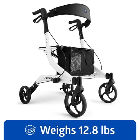 Medline Rolling Walker, Knockdown Rollator, White, 300-lb Capacity, Aluminum