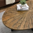 thumbnail image 4 of JESONVID Solid Wood Oval Coffee Table with Cross Metal Legs, 47.9" Industrail Bar Cocktail Table for Living Room Kitchen Office Sofa Table Bristro Table for Cafe/Bar Rustic Brown 1831, 4 of 6
