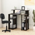 thumbnail image 2 of Furinno Jaya 35.3 Inch Black Computer Desk with Raised Hutch and Open Shelf, Gaming Desk, Office Desk for Home Office, Bedroom, Black Walnut, 2 of 5