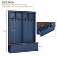 thumbnail image 6 of DRNANLIT Farmhouse 4-in-1 Coat Rack Hall Tree with Bench, 2 Large Drawers & Hooks, Wood Grain, Blue – Mudroom Entryway Organizer, 6 of 10