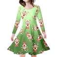 thumbnail image 1 of WEAIXIMIUNG Robe Bleue Enfants Filles Tout-Petits Arbres de Noël Imprimé Cerf Robe de Fête à Manches Longues 6-7 Ans, 1 of 5