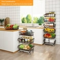 thumbnail image 2 of Fruit Vegetable Storage Basket for Kitchen - 6 tier Stackable Metal Wire Baskets Cart with Rolling Wheels Utility Fruits Rack Produce Snack Organizer Bins for Pantry Bathroom Laundry Bronze, 2 of 13