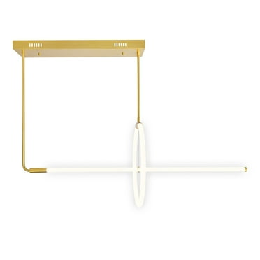CWI Lighting Hoops 2 Light Contemporary Metal LED Chandelier in Satin Gold