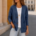 thumbnail image 4 of Sorvello Women's Vintage Open Front Denim Jacket, Long Sleeve Casual Jean Outerwear With V Neck For Daily Wear Dark Blue 2XL, 4 of 5